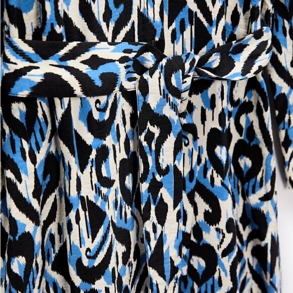 ZARA Printed Shirt Dress Blue New - Picture 10 of 15